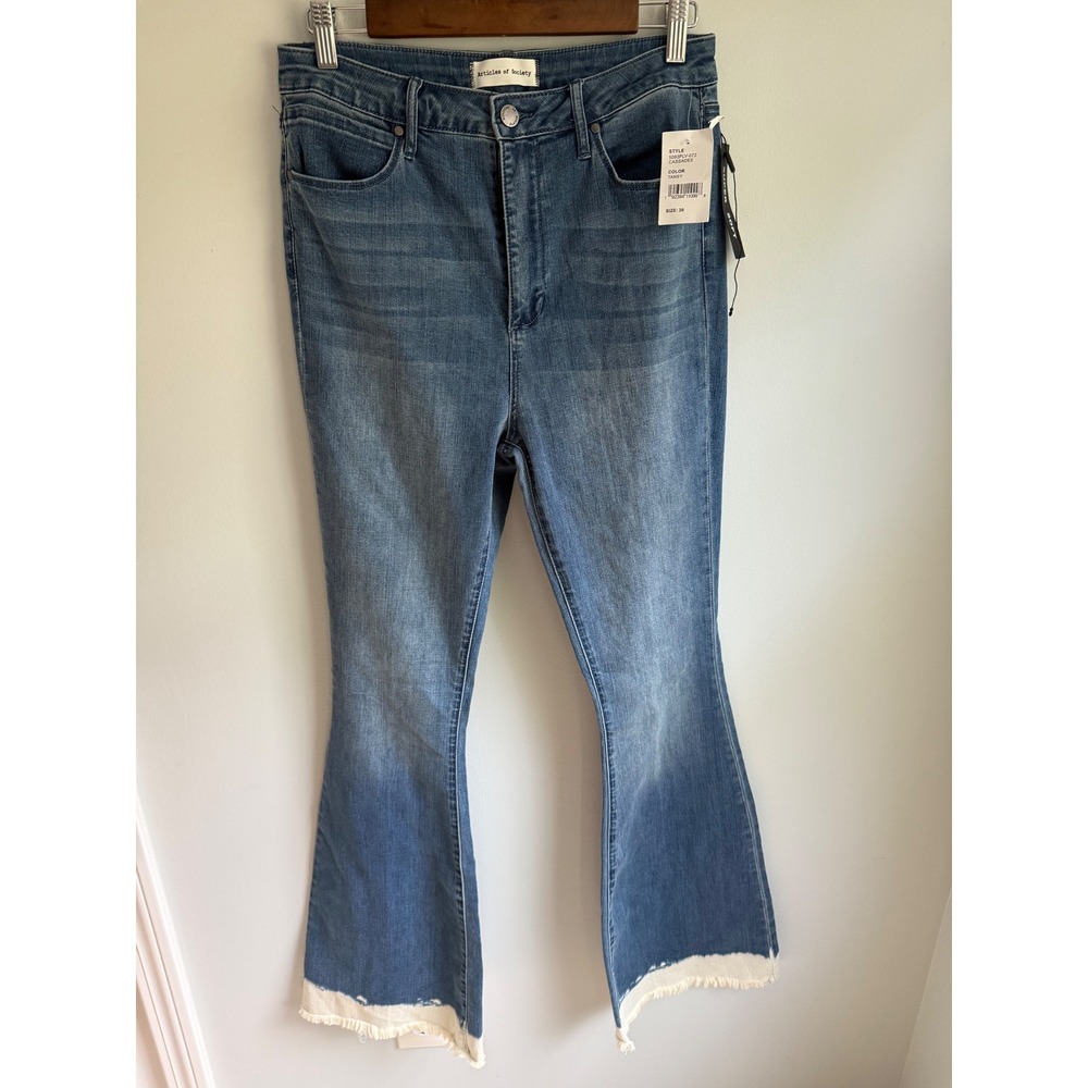 Articles of Society Cassadee High Rise‎ Flare Jeans Tansy Frayed Hem